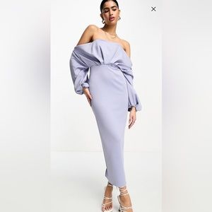 Dusty blue maxi formal dress